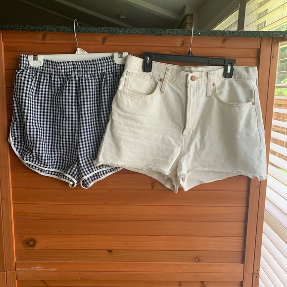 Madewell Pants - Black and White Short Set , Madewell Perfect Jean Short, 31, Gingham